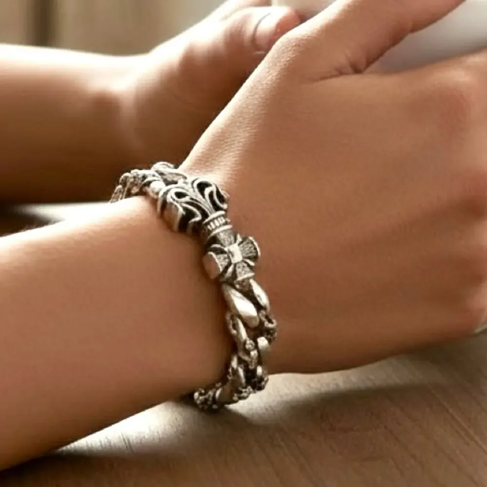 Stainless Steel Vintage Style Cross Unisex Bracelet Chain Link